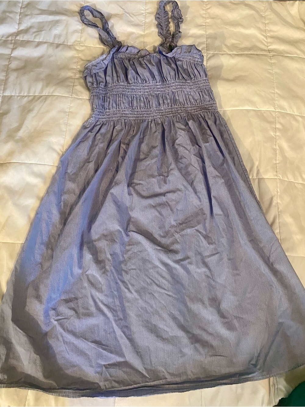 Who What Wear Baby Blue Striped Smocked Sundress
